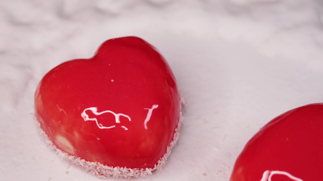 Heart shaped red tasty cake