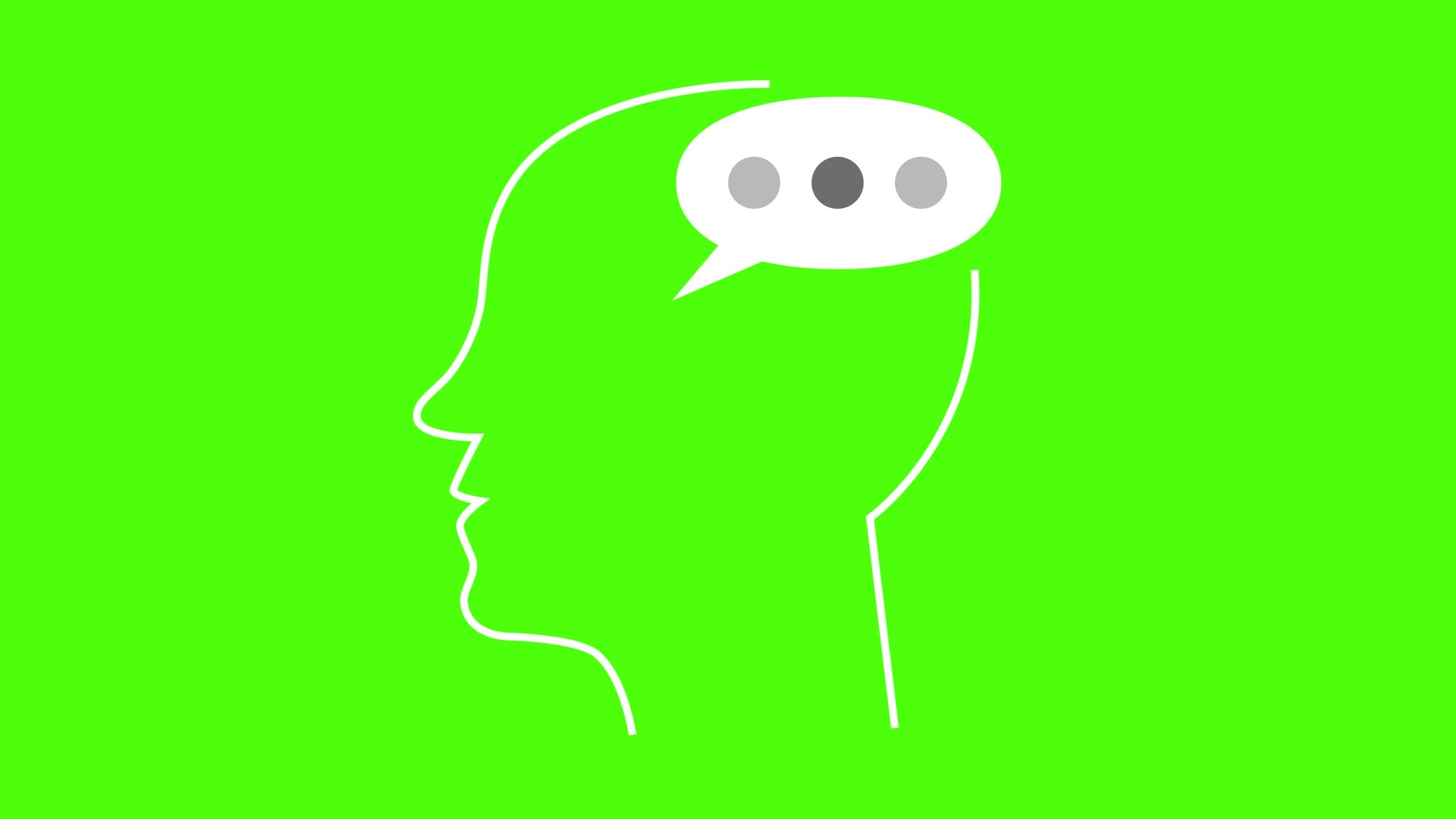 Grafica del silhouette della persona e simbolo del messaggio che viene scritto sul green screen