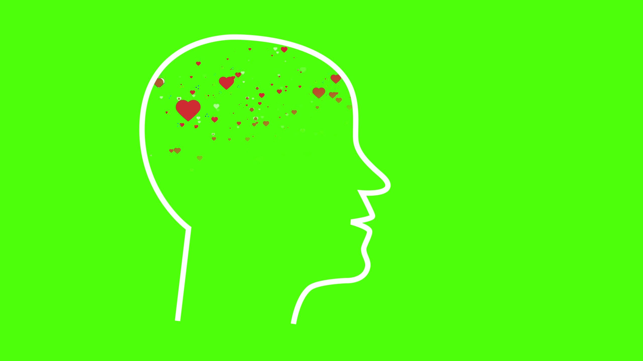 Grafica dei cuoricini nella testa della persona