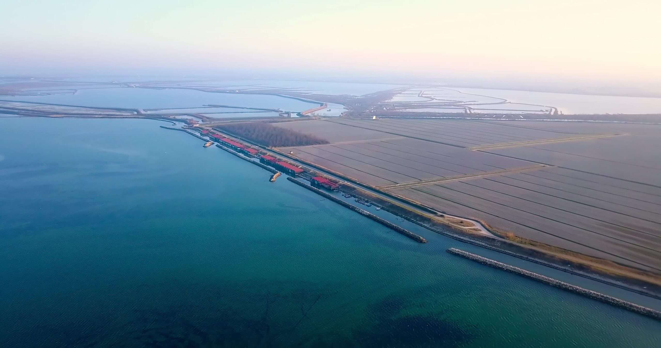 Agricultural fields in front of the lagoon