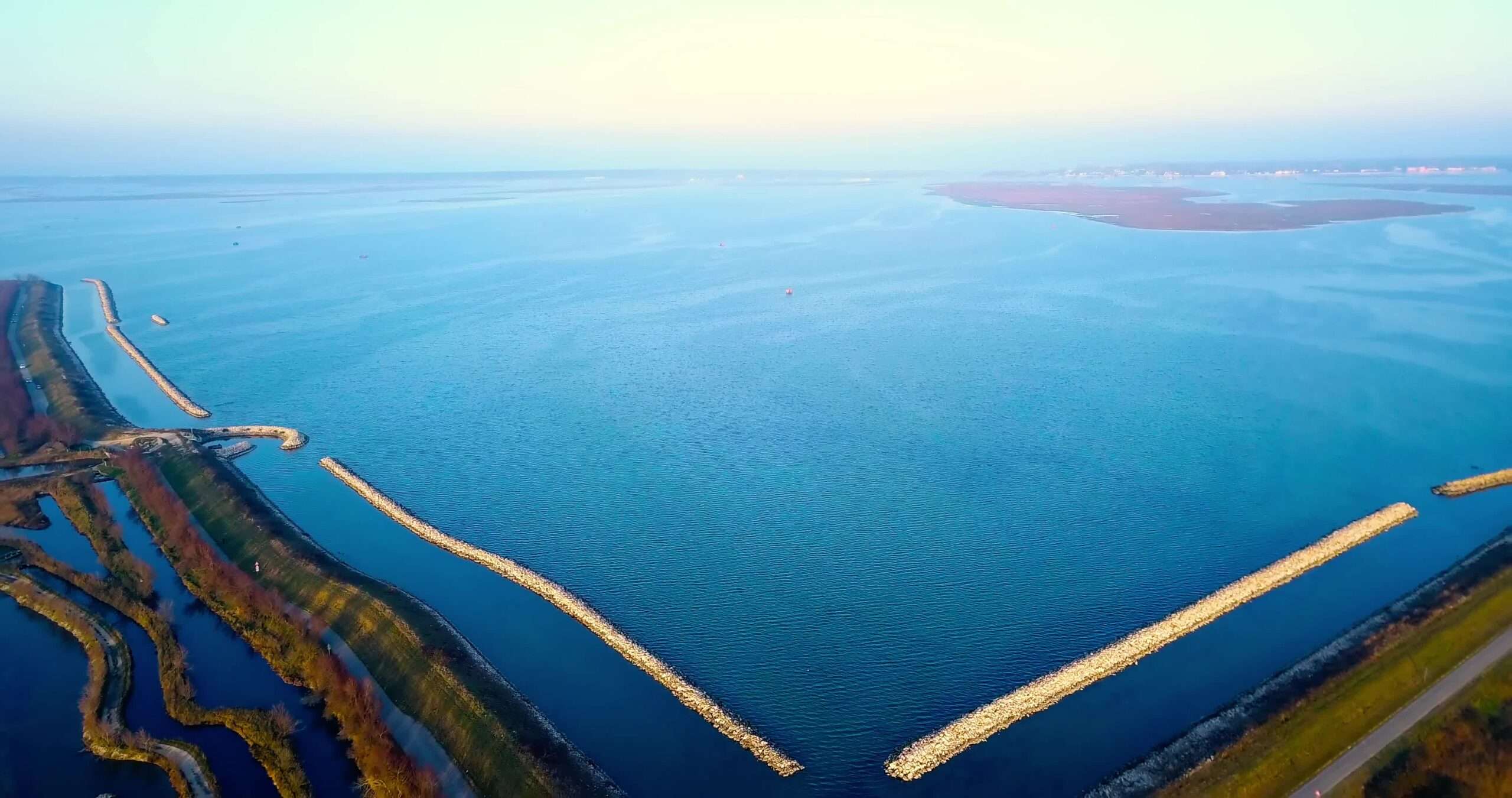 Road in the middle of the lagoon