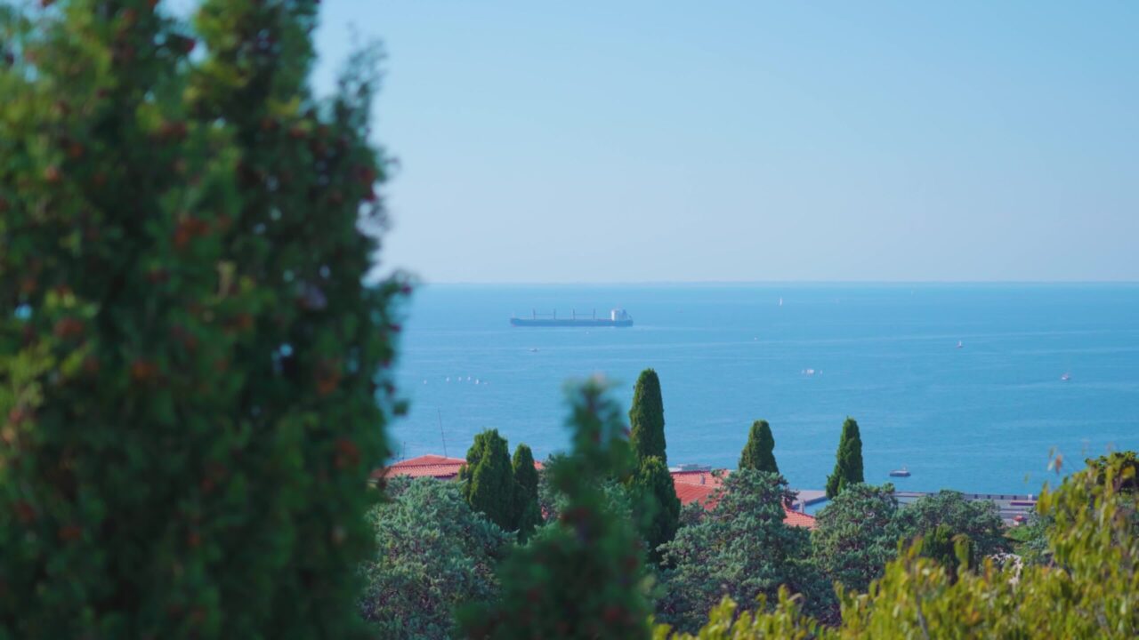 Beautiful view of old town and sea from observation deck