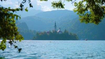 Church of Assumption of Mary on small island in Bled lake