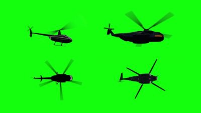 Helicopters on green screen