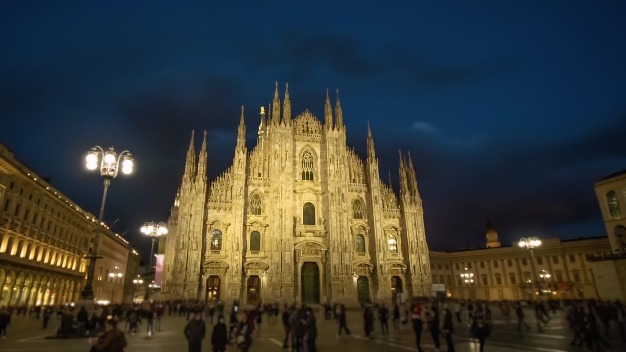 Hyperlapse of Milan Cathedral at night