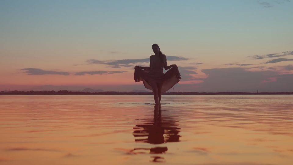 Woman walks on the water