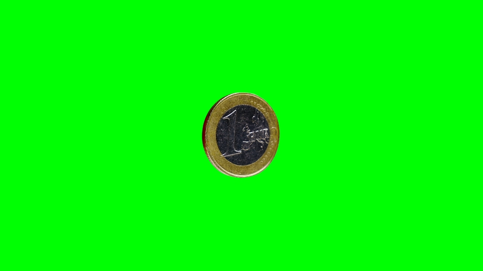 Moneta da un euro lucida su sfondo verde
