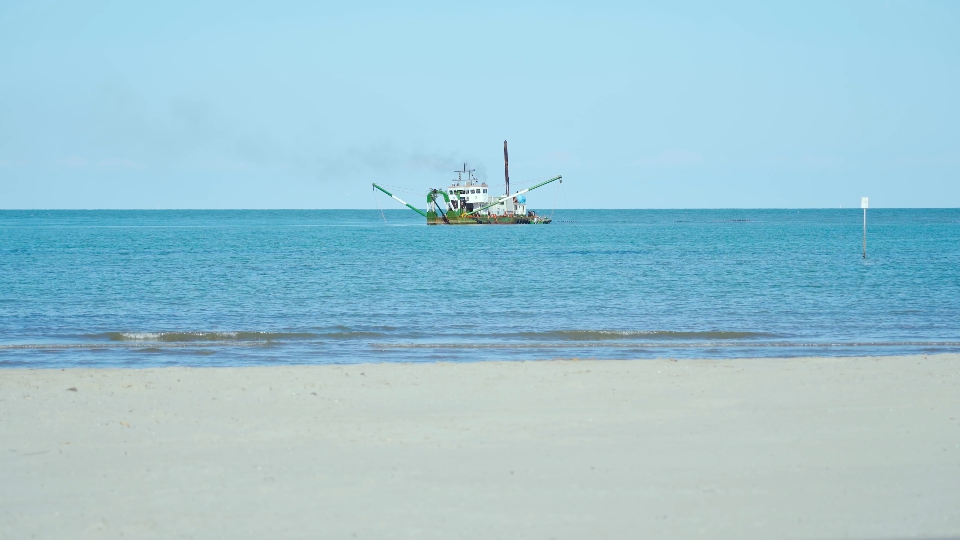 Ship in the sea for beach nourishment