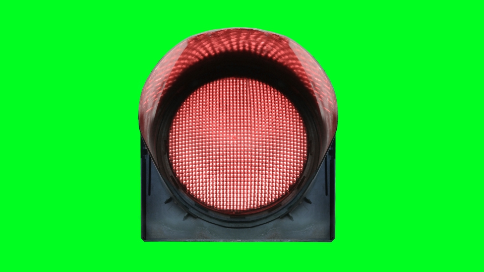 Semaforo vintage a lampada singola isolato su chomakey