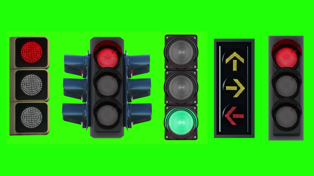 Semafori su green screen per chroma key