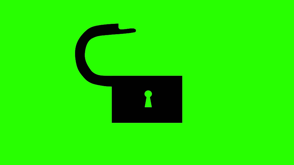 Silhouette of Lock Closing on Chroma Key
