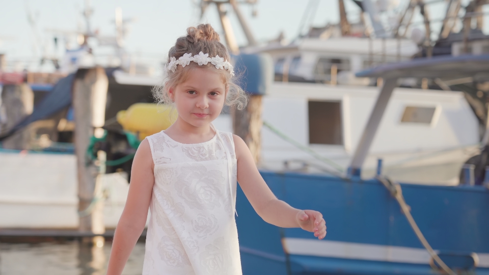 Little girl walks talking