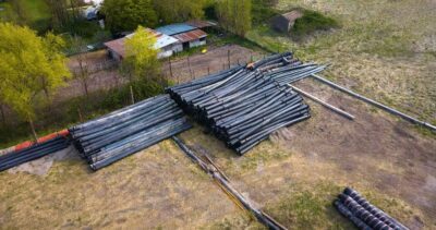 Water pipes in group on the ground