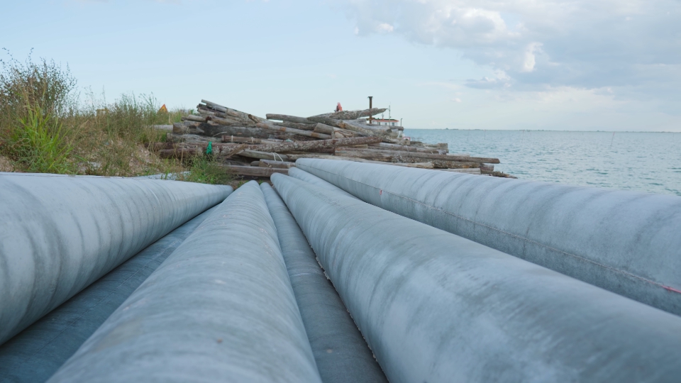 Pipes for plumbing on the construction site
