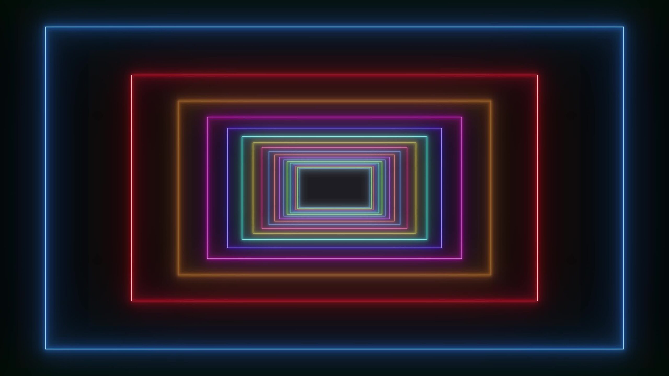 Tunnel of bright and colorful neon rectangles