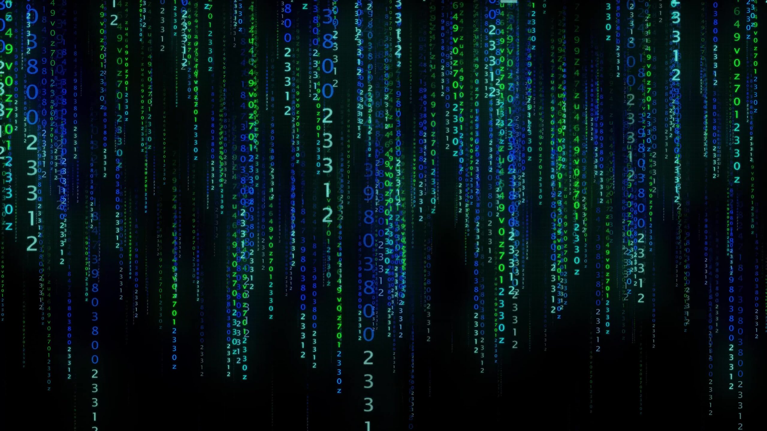 Sfondo dello schermo hackerato con numeri e lettere digitali