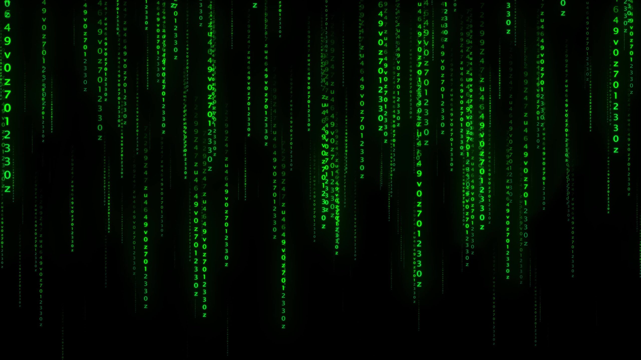 Hacking digital green numbers and letters vertically