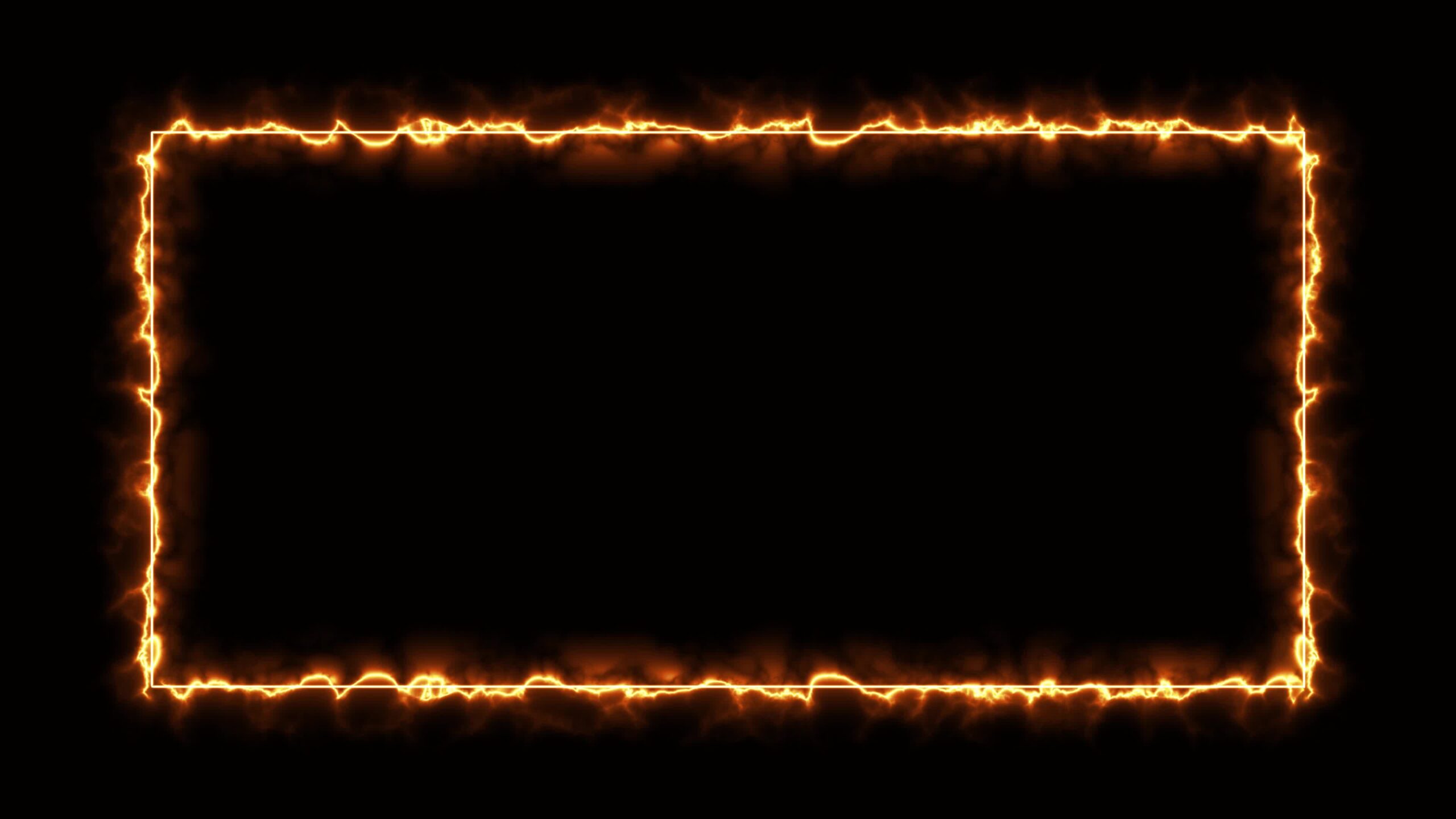 Cornice rettangolare di fuoco su sfondo nero