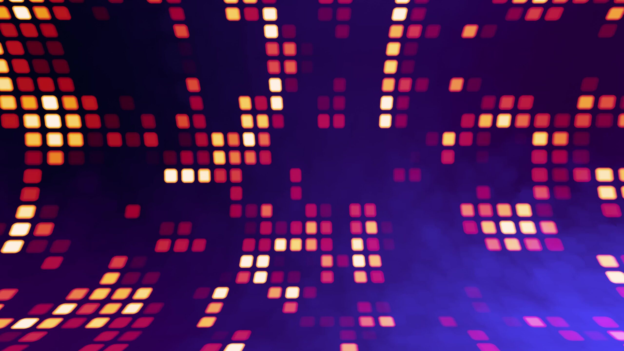 Disco style flowing colorful square lights background
