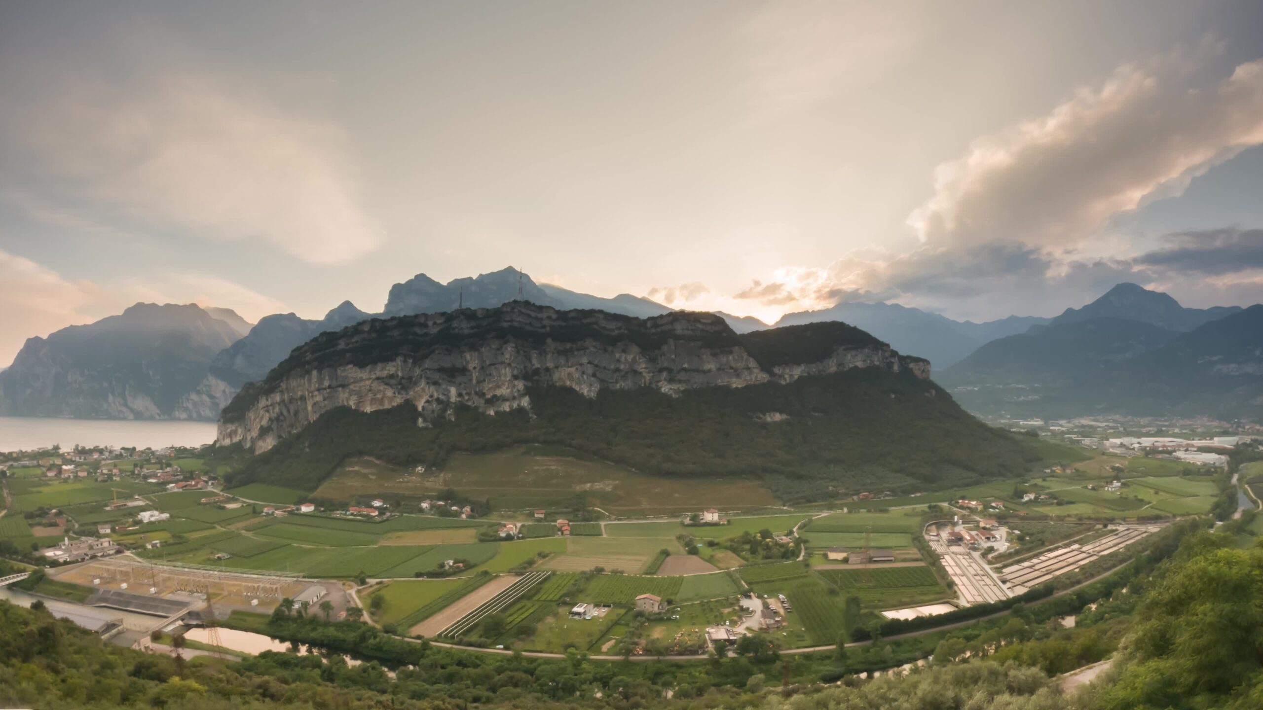 Timelapse of Sunset Over Green Mountains