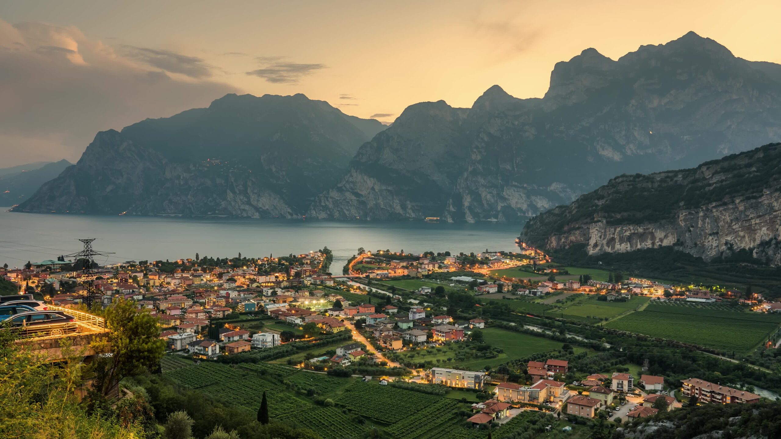 Beautiful Italian Mountain Sunset: Timelapse of Mountain Sunset and City Lights