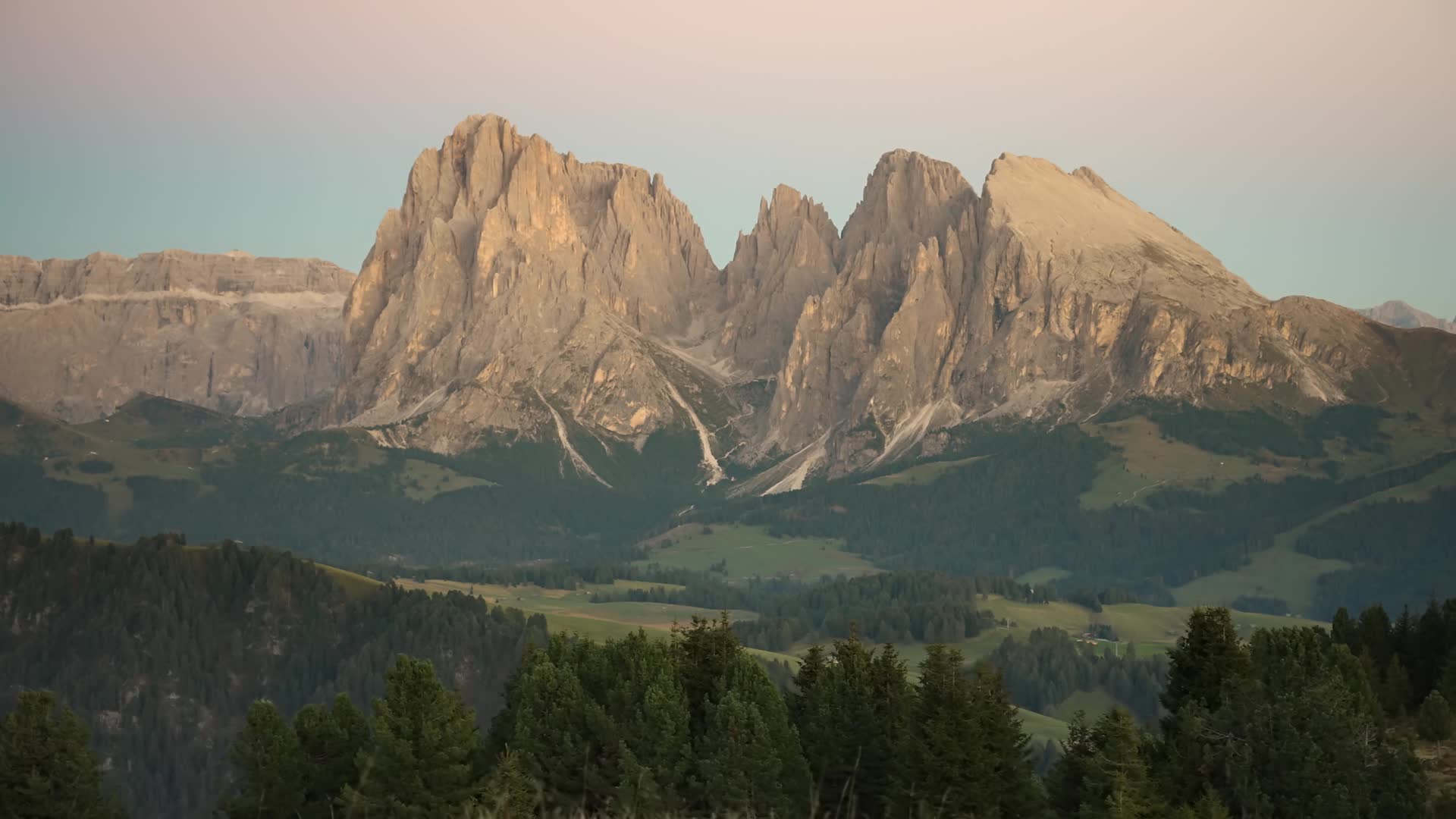 Rocky Dolomites at Sunset: Sassolungo and Sassopiatto