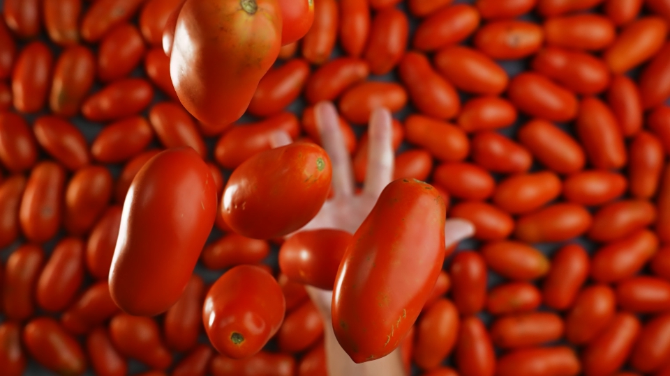 Pomodori lanciati al rallentatore