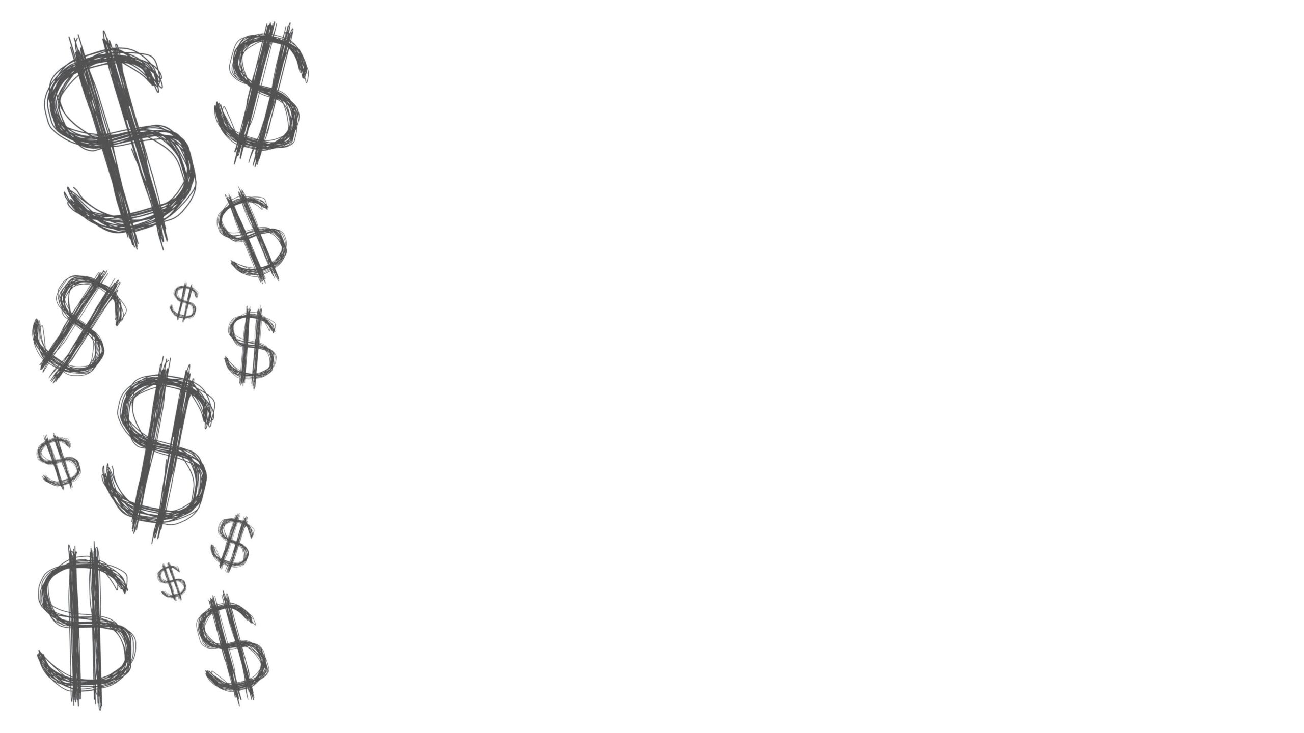 Dollar symbols on white with copy space