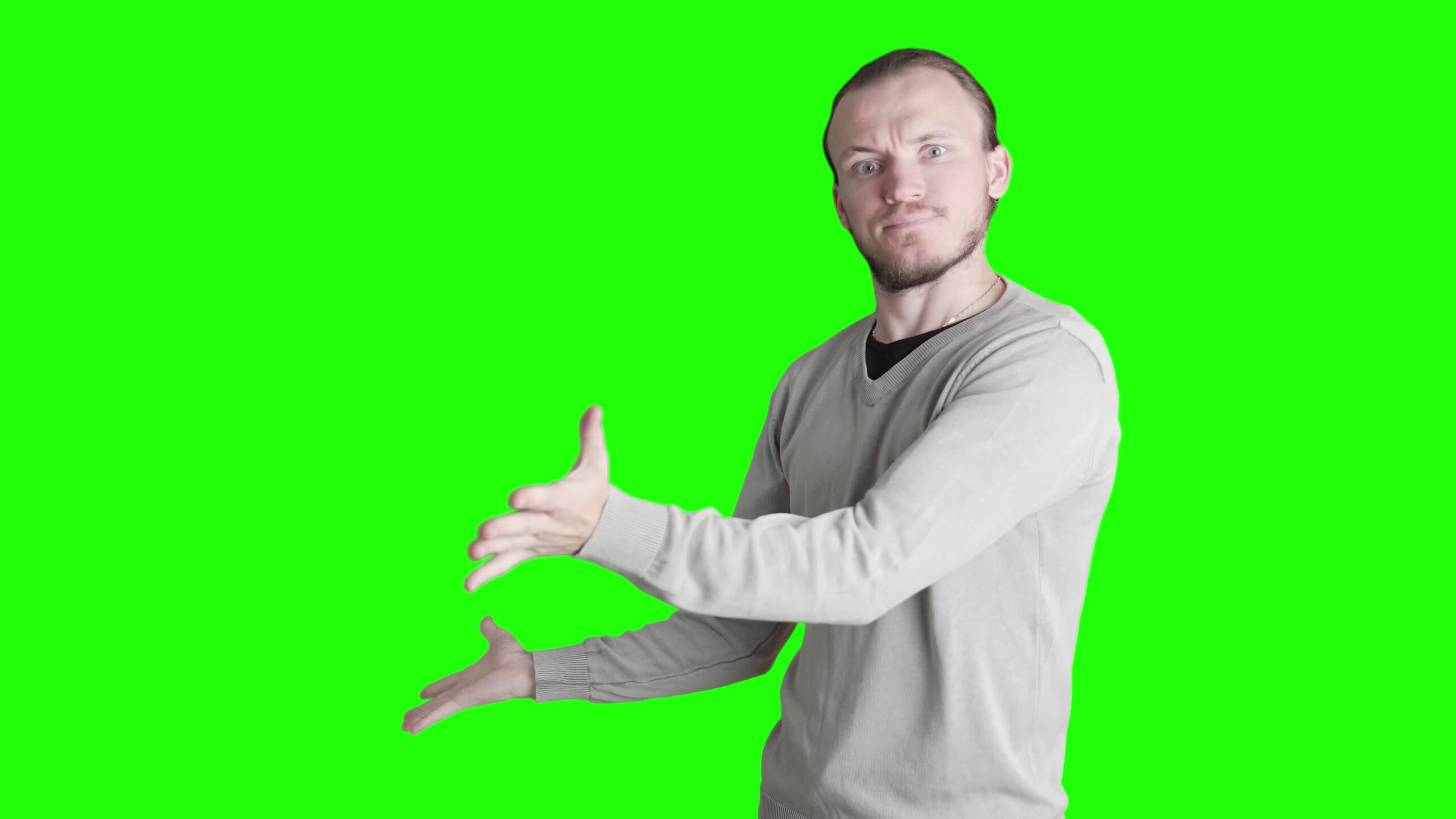 Man indicates with his hands