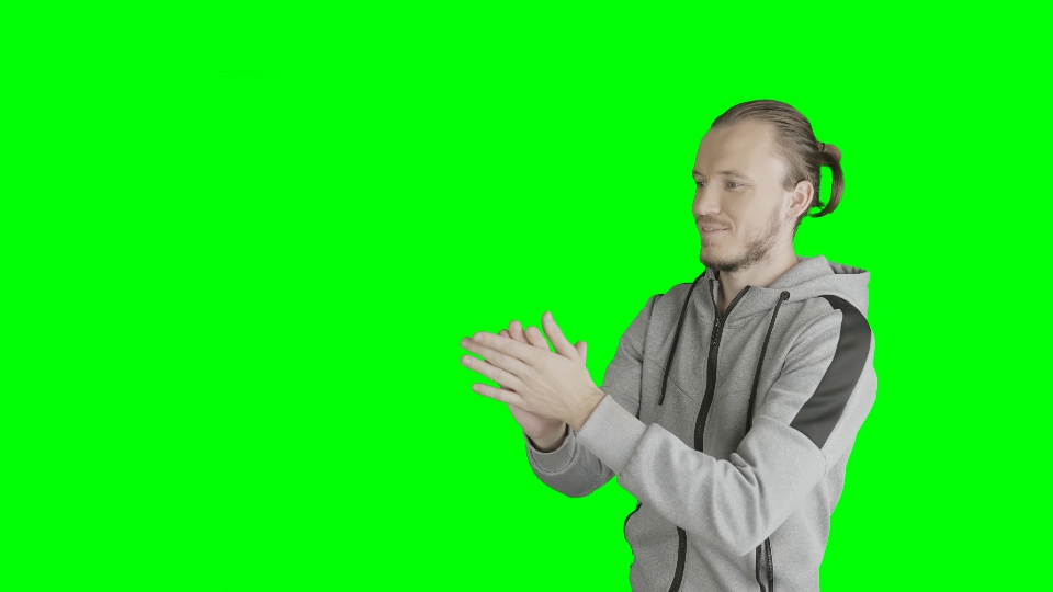 Man Applauds on Green Screen