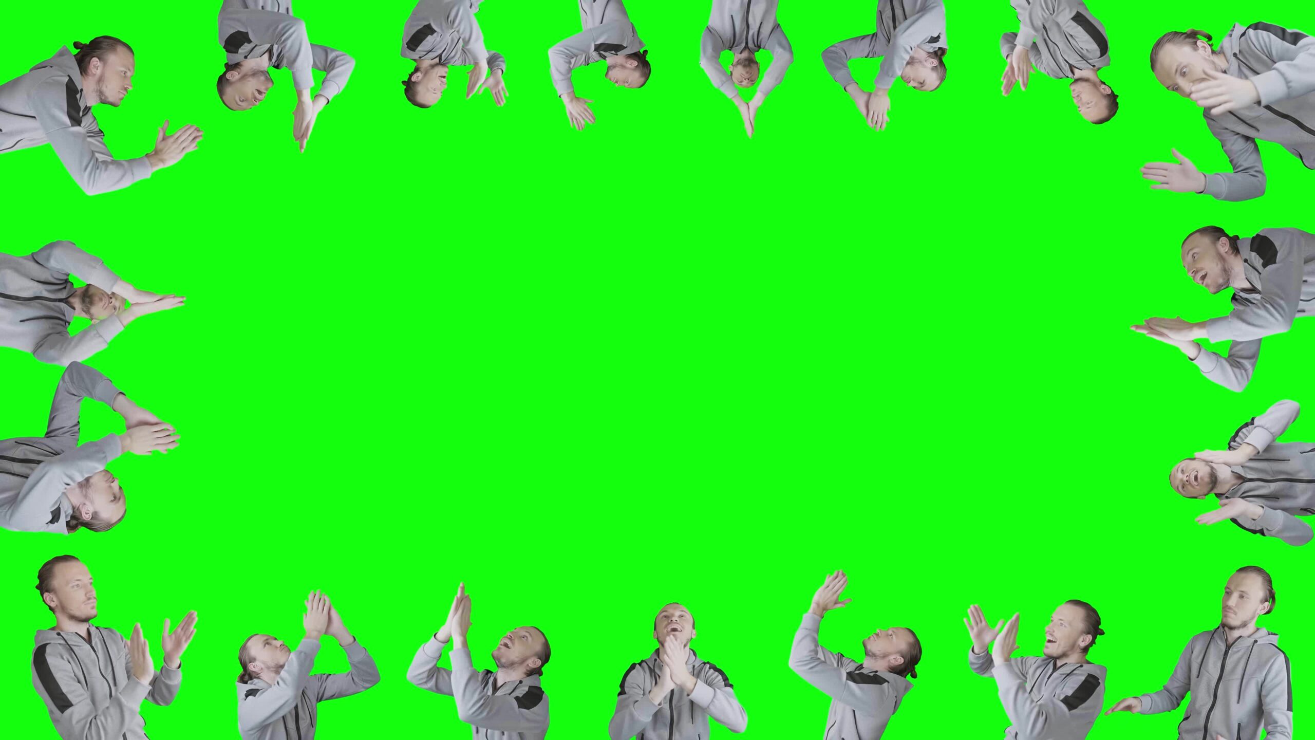 Frame of Men Applauding on Green Screen with Copy Space