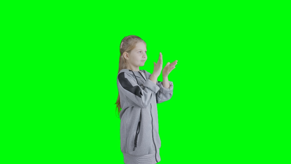 Applausi di una Ragazzina su Sfondo Verde Chroma Key