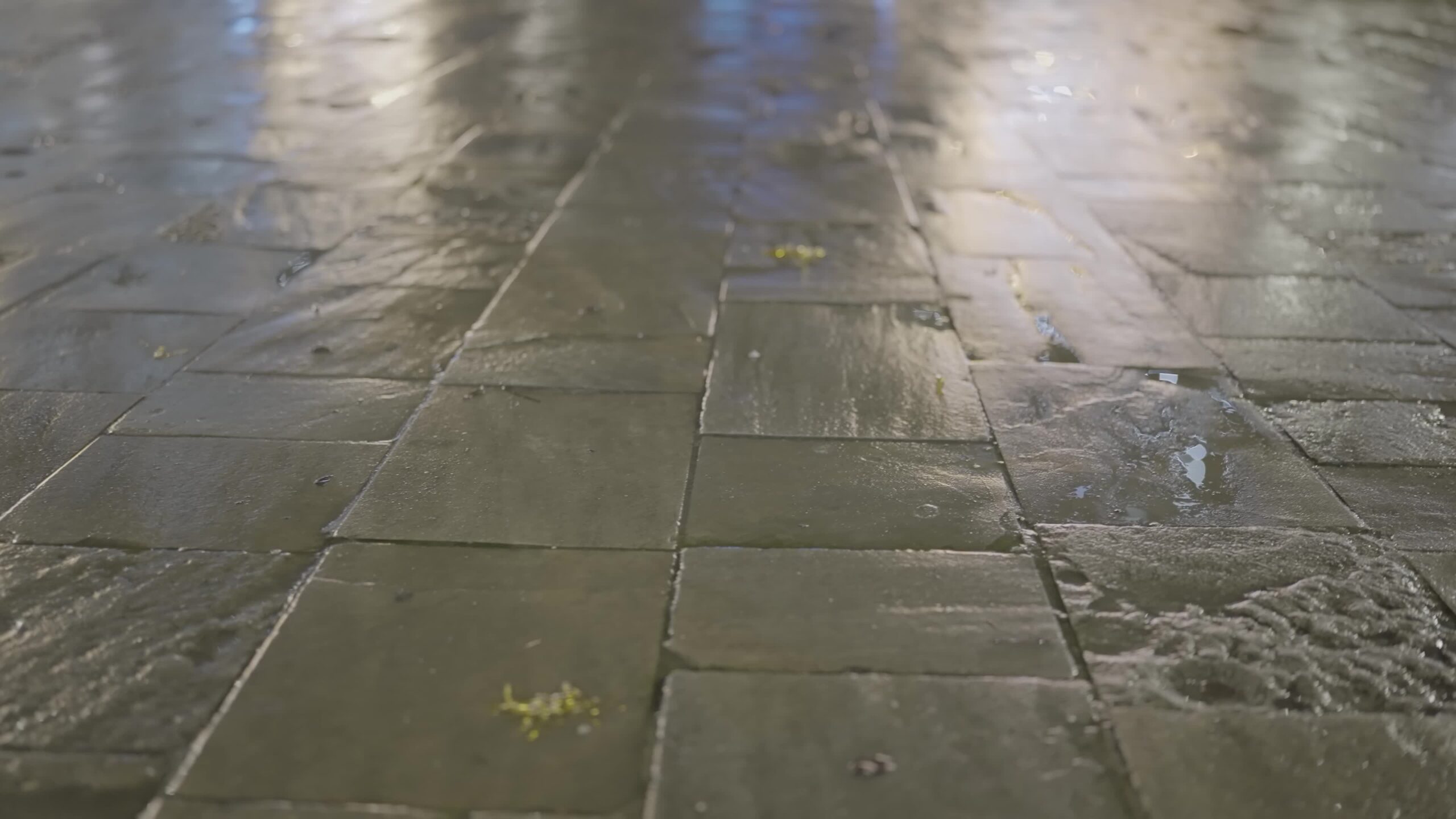 Antica Strada di Mattoni: Riflessi Notturni dopo la Pioggia