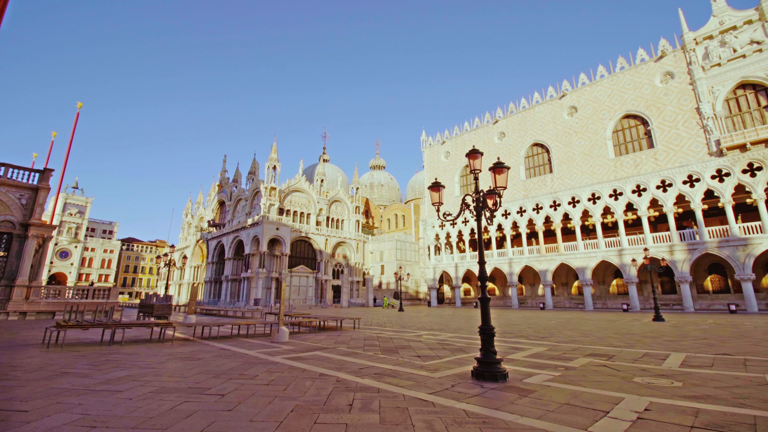 Street lamps near the old Doge’s Palace on the square