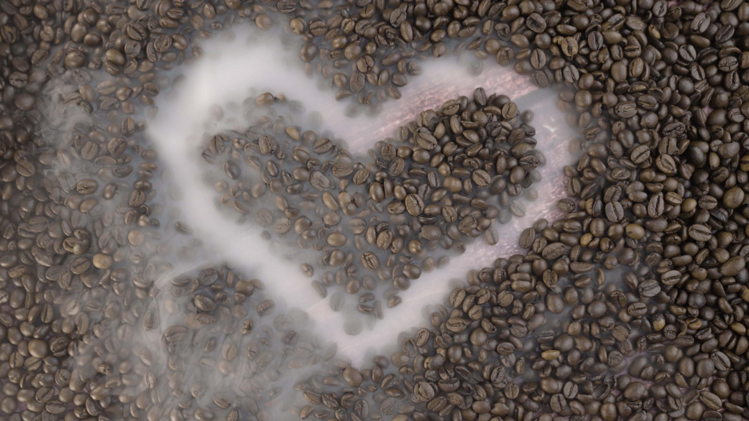 Heart on coffee beans