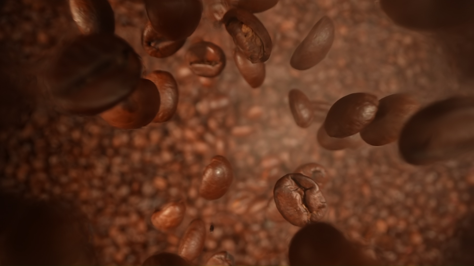 Background of falling coffee beans