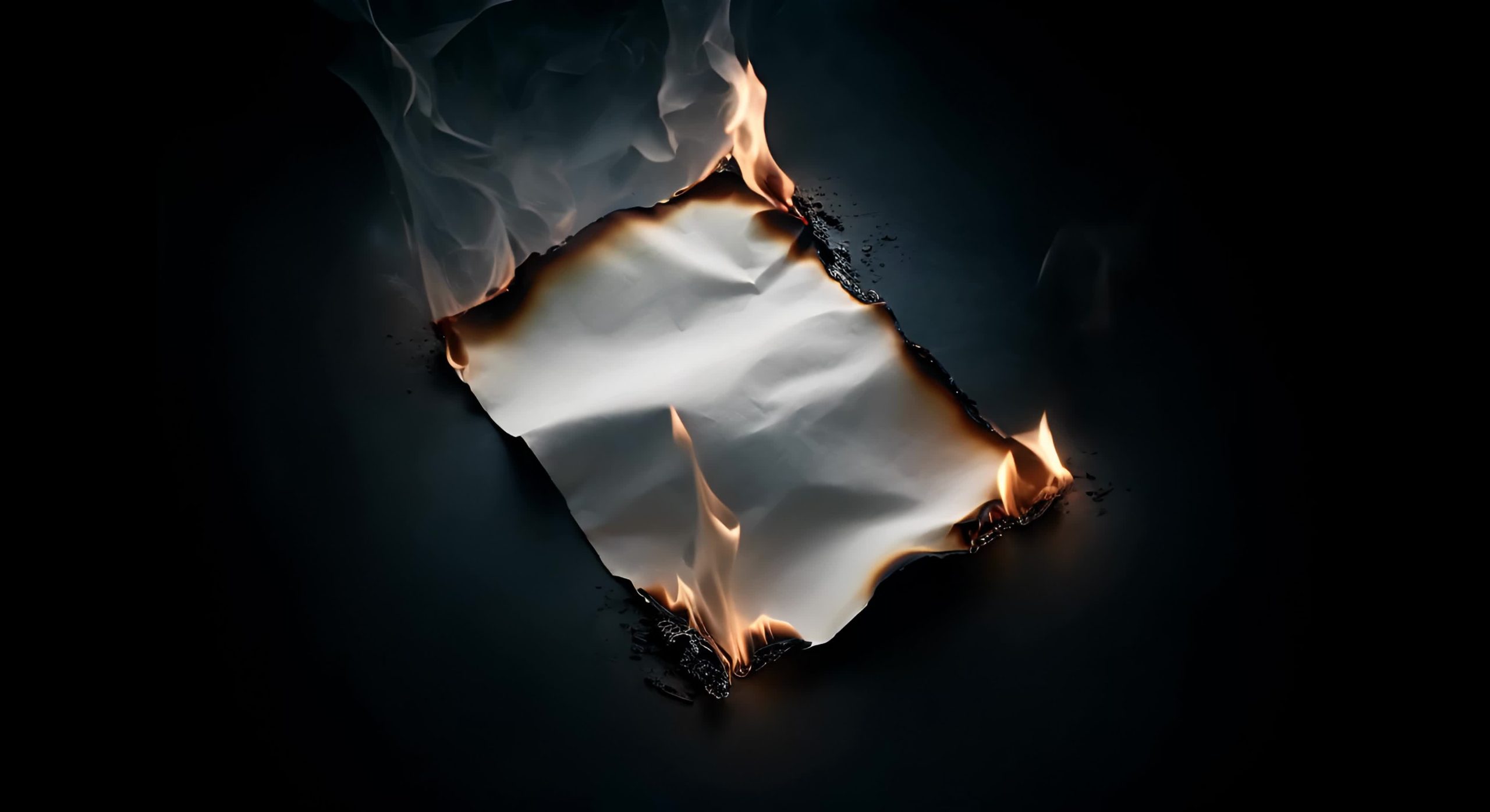 Slightly Burned Sheet of Paper on Dark Background