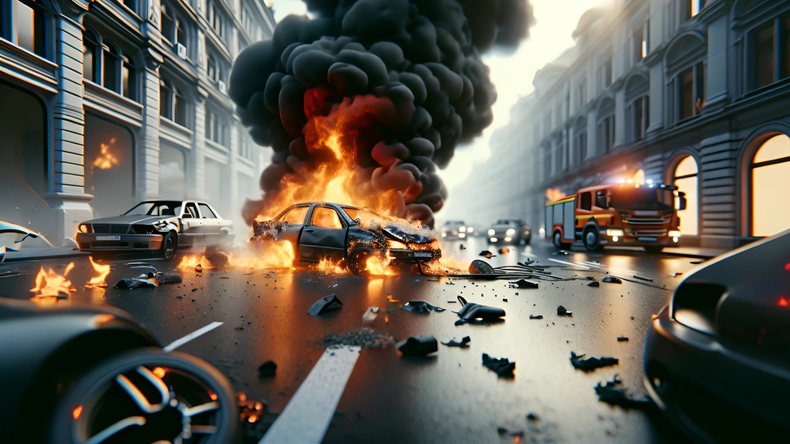 Incidente Stradale con Auto in Fiamme