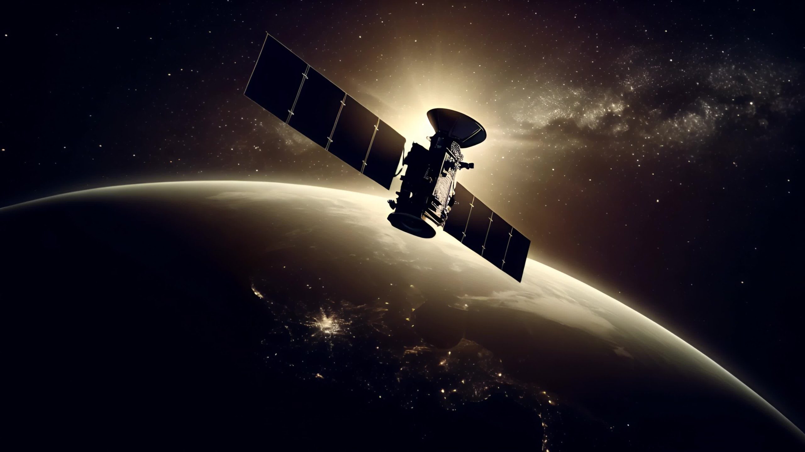 Silhouette of Satellite in Orbit