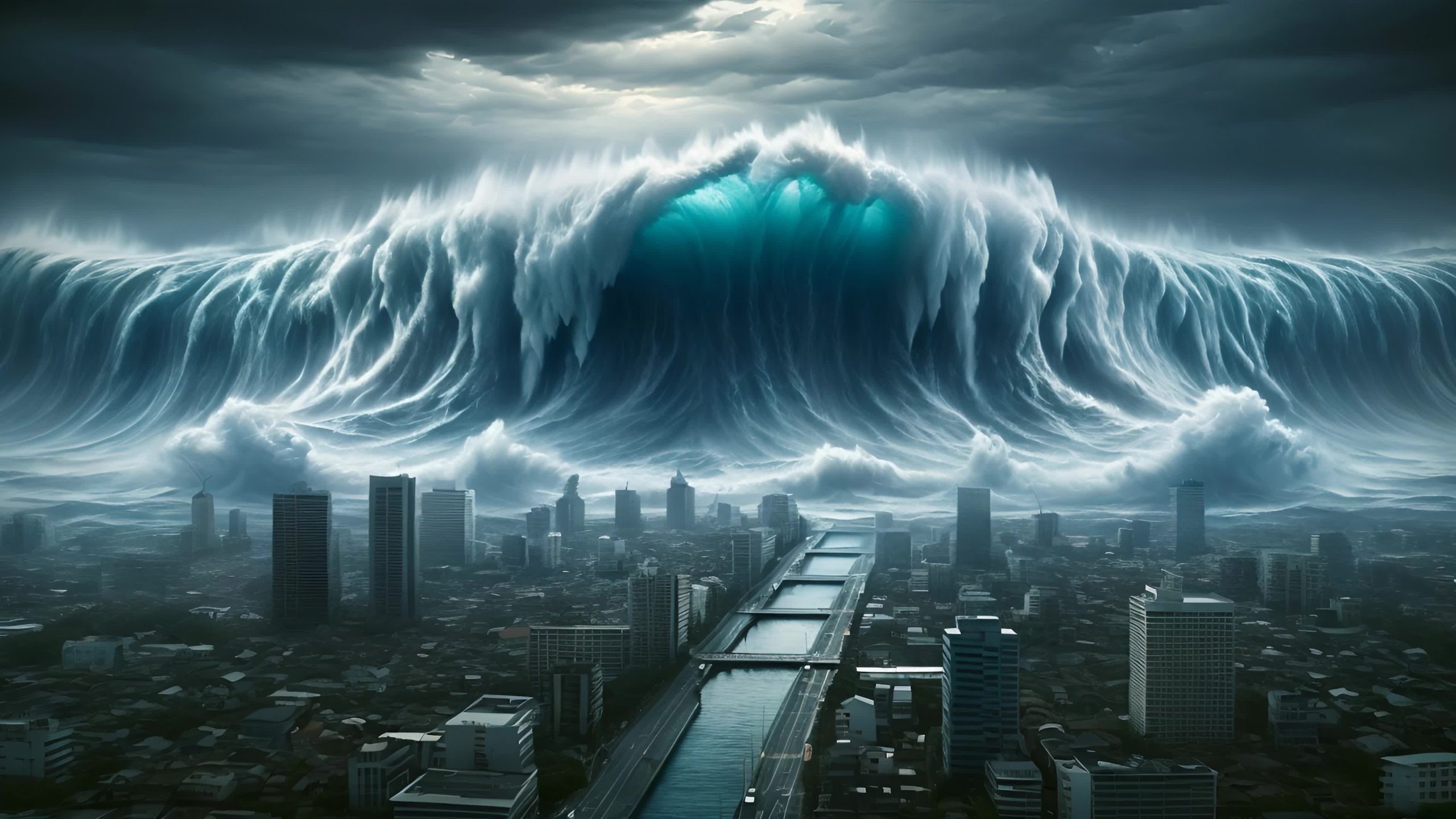 Tsunami si avvicina alla città
