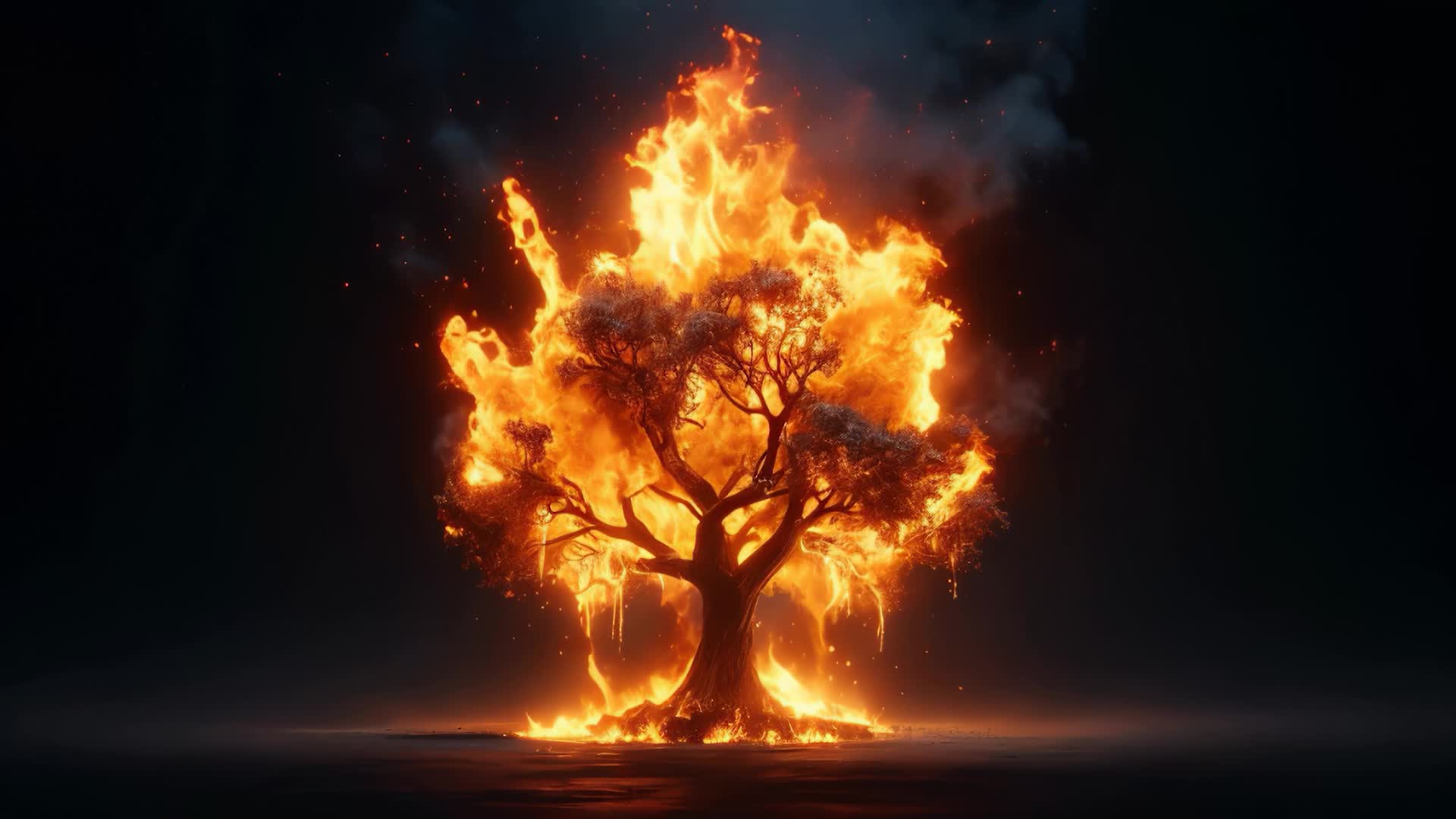 Tree in flames