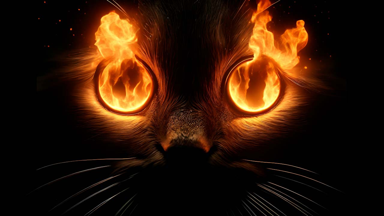Sguardo Infernale: Gli Occhi Infuocati di un Gatto