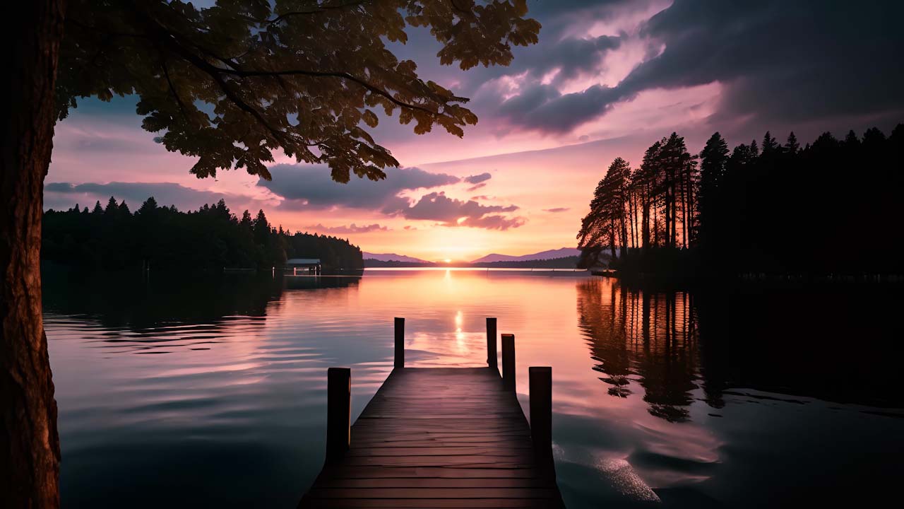 Tramonto Sereno: Molo su Acque Tranquille