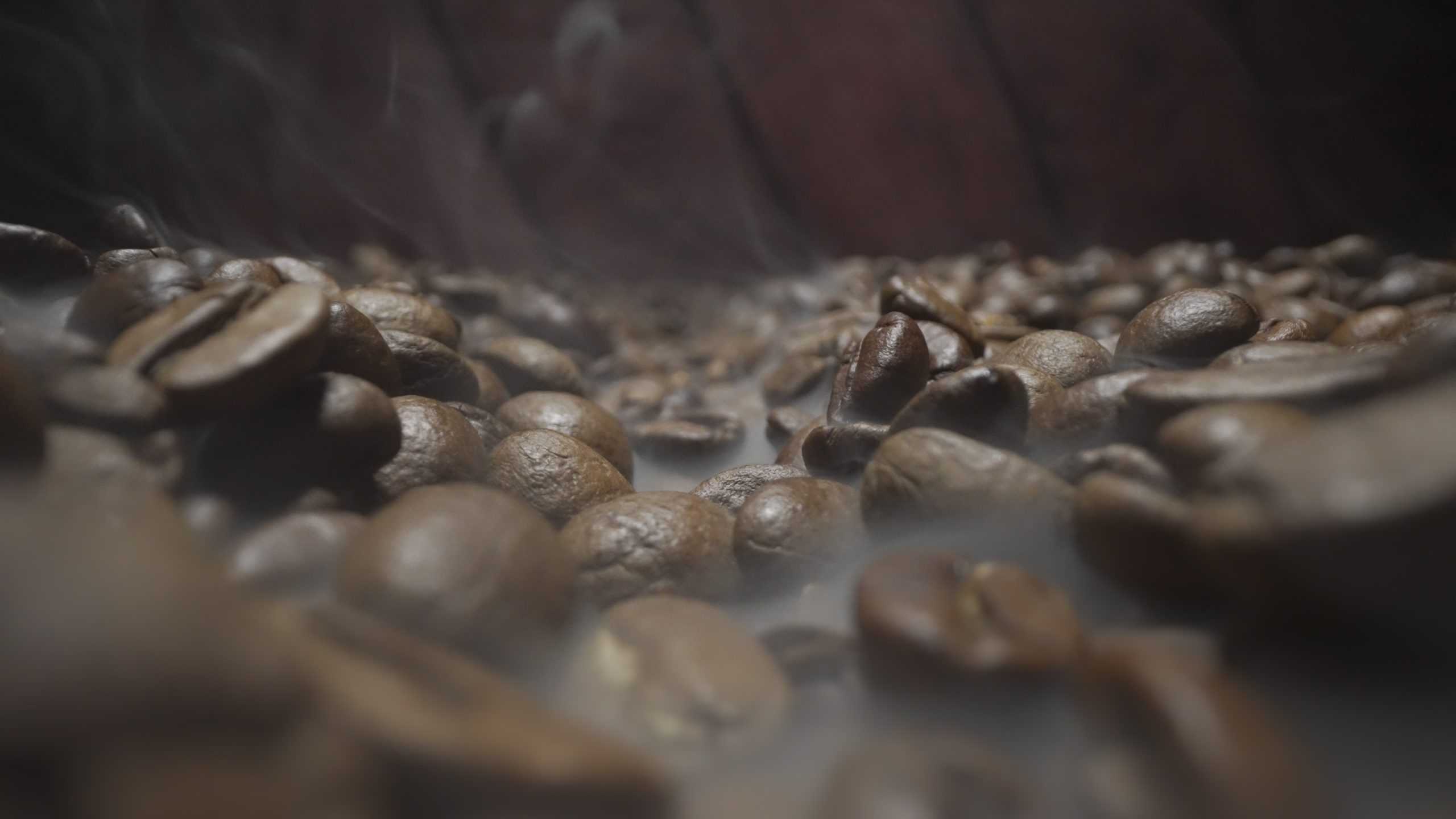 Freshly Roasted Coffee Beans with Gentle Smoke