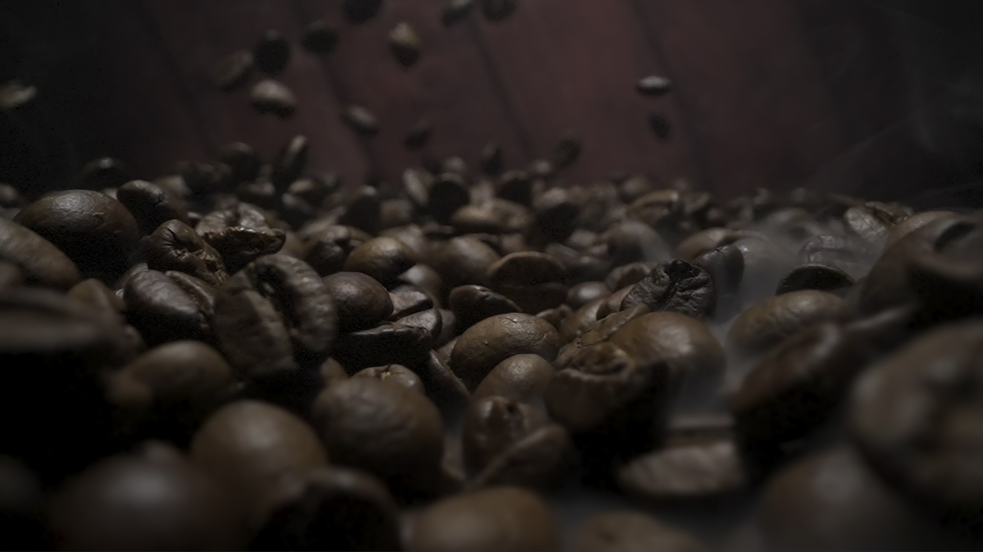 Coffee Beans Tumbling in a Roasting Drum