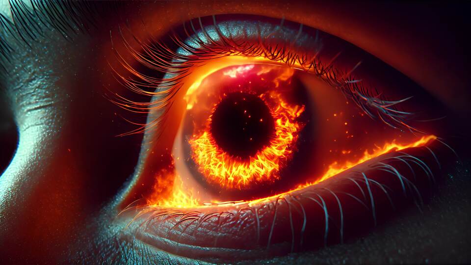 Fiery Eye with Burning Flames