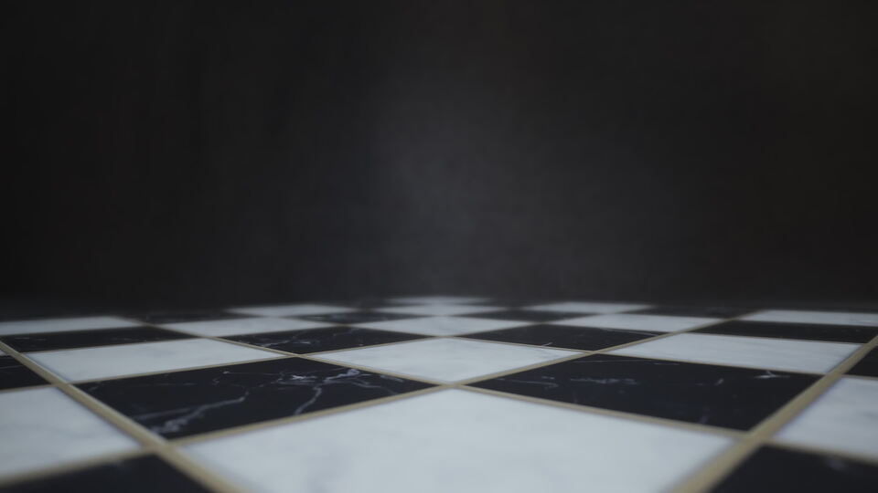 Empty Checkered Board in Dim Light