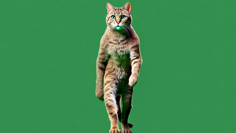 Gatto che cammina con atteggiamento
