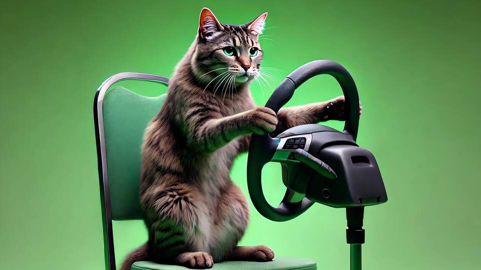 Gatto al Simulatore di Guida