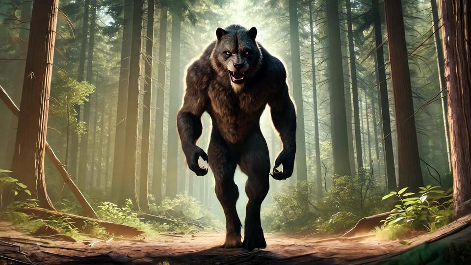 Lupo Mannaro Ferocemente Aggressivo nella Foresta